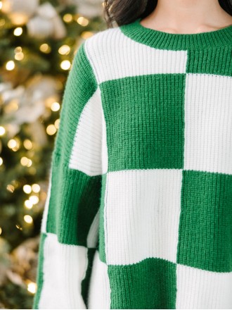 Emerald Green Checkered Sweater