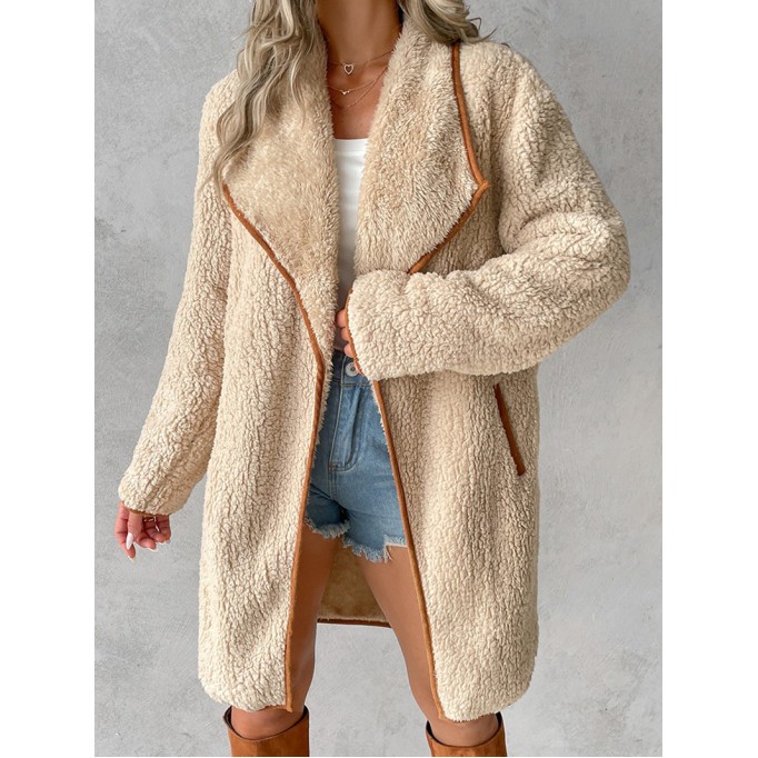 Casual commuter solid color sherpa coat