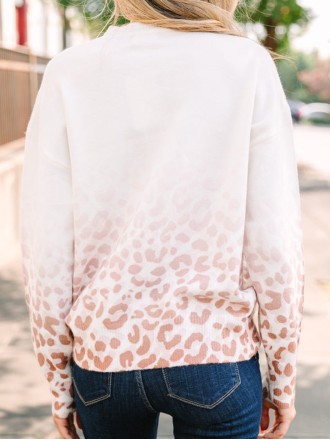 Gradient leopard print sweater